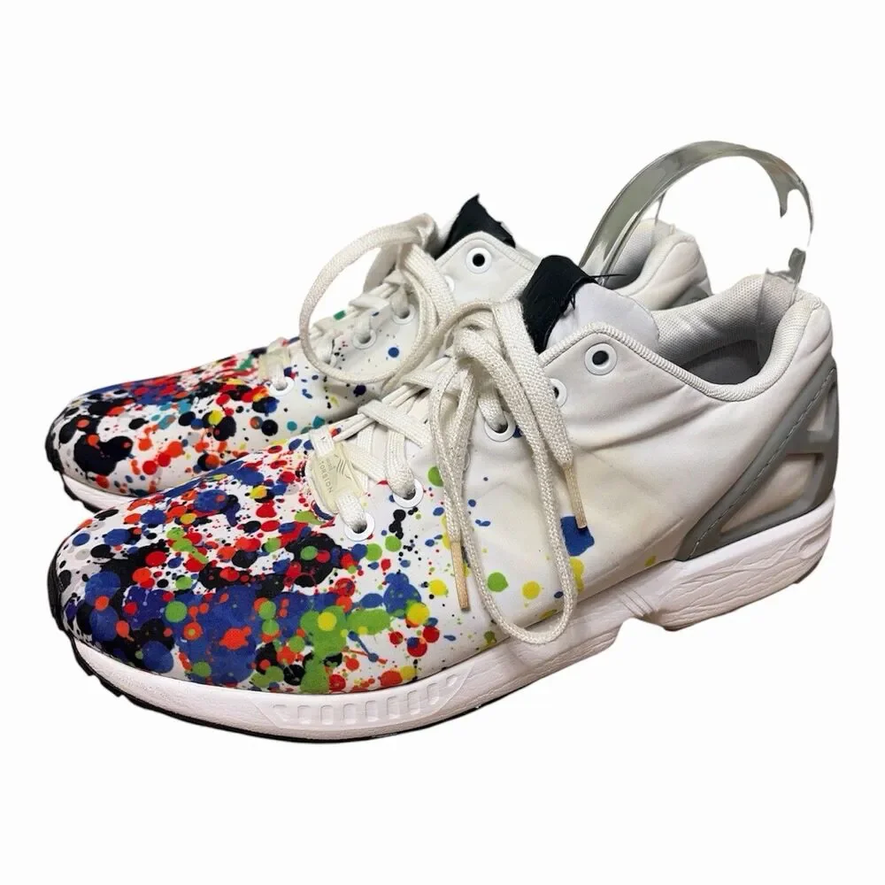 Adidas ZX Flux Splatter White Multi Color Splash Drip Mens Sneakers B34487 9